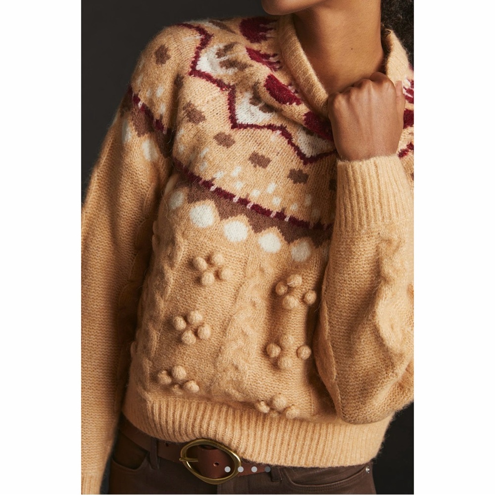 Scotch & Soda Tulip Fairisle Crewneck Sweater Beige Size Medium - Picture 5 of 10